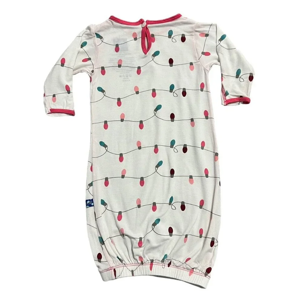 Kickee Pants 0-3m Bamboo Holiday Lights Layette Gown Sleeper